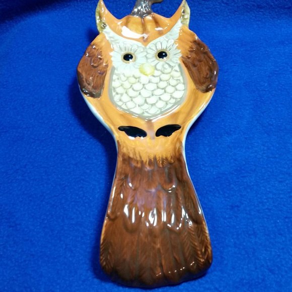 Cracker Barrel Owl and Pumpkin Spoon Rest Fall Table Decor Stoneware Pre-Owned - Picture 8 of 10